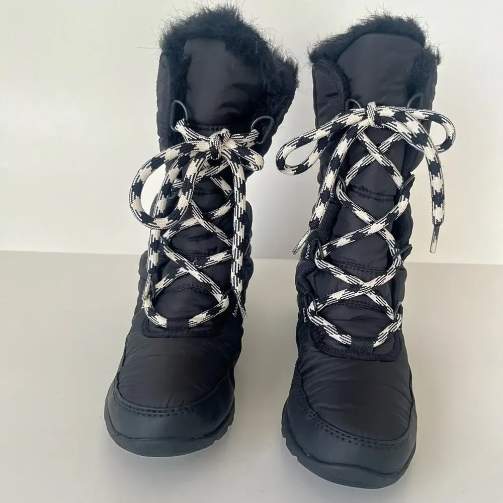 Sorel Whitney Mid Lace fur lined winter boots black 6